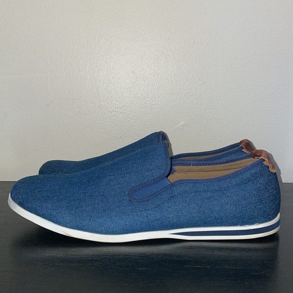 ALDO Blue Canvas Slip-On Shoes with Leather Sole Beds.  Size 12 - Picture 2 of 12